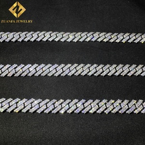 Chaîne cubaine à fermoir boîte pour homme, 12 mm, 2 rangs de pierres, chaîne cubaine diamant DVVS1 sertie à griffes, vente chaude - Product Image 3