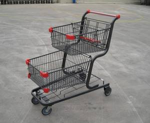 Chariot à Deux Niveaux de Grande Taille pour Supermarché Canadien, Chariot de Courses à <span class=keywords><strong>Double</strong></span> Panier - Product Image 3