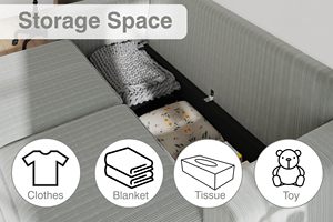 Canapé convertible en velours côtelé Loveliving avec rangement, canapé-lit en tissu avec lit escamotable, canapé-lit pour chambre à coucher - Product Image 6