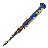 Bb Straight Soprano Saxophone Brass Body Bakelite Head Blue/Gold Lacquered Adjustable Professional Woodwind Instrument HYM-770