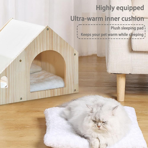 ODM OEM Small Pet Kennel Holzhaus für Katzen und Hunde mit Pet Bowl Anpassbares Ess-und Lebend nest - Product Image 6