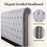 Samtbezogenes Chesterfield-Schlittenbett, Kristalldiamant-Knopfheftung, Gaslift-Stauraum-Bettgestell