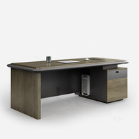 Bureau de direction de luxe moderne en forme de L en bois pour PDG, directeur, patron avec retour latéral, mobilier de bureau, poste de travail informatique