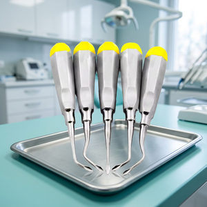<b>Dogmatic</b> Reusable Manual Stainless Steel Dental Root Elevators Deluxe Cushion Grip CE Certified Class I Silver 1-Year Warranty - Product Image 3