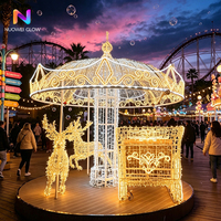 Carrousel de Noël Rotatif Personnalisé avec Traîneau de Rennes, Sculpture Lumineuse en Fer Étanche pour Décoration Extérieure de Parc à Thème ou Place Publique