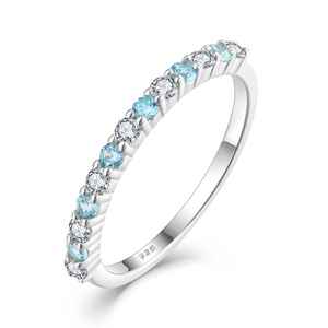 ファッションリング不規則なアンティーク925シルバージュエリーオーバルファッションモダンジルコンシンプルアクアマリン女性リング - Product Image 1