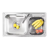 Vente chaude Style Moderne En Acier Inoxydable 304 Double Bol Évier De Cuisine Multifonctionnel avec Robinet Deux Trous