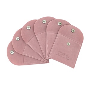 Pochette à bijoux rose luxueuse avec emballage personnalisé, sac à bijoux en velours - Product Image 4