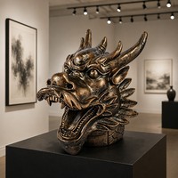 Sculpture de tête de dragon en bronze artisanale, technique de fusion à la cire perdue - Patine personnalisée et dimensions sur mesure, sculpture en bronze
