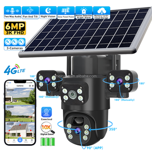 Neuankömmling Eseecloud 4G Solar panel Drahtlose PTZ-Kamera mit geringem Strom verbrauch <span class=keywords><strong>3</strong></span> Objektive CCTV-Sicherheit im Freien 4G Sim Card Solar kamera - Product Image 1