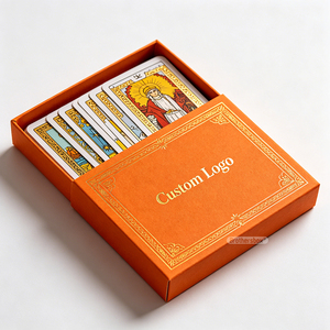 Mazzo di Carte dei Tarocchi Personalizzato di Lusso con Stampa Professionale in Lamina d'Oro e Finitura in <span class=keywords><strong>Lino</strong></span> per Divinazione Mistiche - Product Image 3