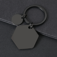 Ywyougang Pendentif hexagonal en acier inoxydable personnalisable imprimé au laser, design 3D double face, porte-clés en métal tendance