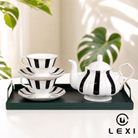 LEXI Ensemble de café et de thé de style européen classique en porcelaine fine, durable, pour les fêtes, nouveau