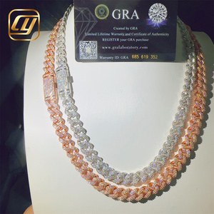 GRA Certificated Hip Hop 925 Sterling Silver 10MM <b>Iced</b> <b>Out</b> VVS Moissanite Diamond Fine Jewelry Cuban Link <b>Chain</b> Necklace - Product Image 2