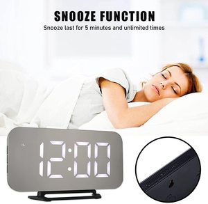 KH-CL027 Đồng Hồ Báo Thức Để Bàn <span class=keywords><strong>2</strong></span> Cổng Sạc USB Có Đèn LED Mờ Báo Thức Lớn Phản Chiếu Kỹ Thuật Số Để Trang Trí Phòng Ngủ - Product Image 6