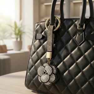 Porte-clés Camélia pour Femme, Breloque Fleur en Strass Scintillant, Charm de Sac, Cadeau Élégant pour Femme, Llavero <span class=keywords><strong>Camelia</strong></span> - Product Image 1