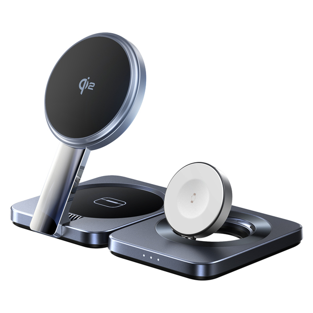 LISEN 2025 Hot Sales QI2 Fast Charging 3 in 1 Magnetic Wireless Charger Dock Stand for Desk Office iPhone 15 14 13 12 Series