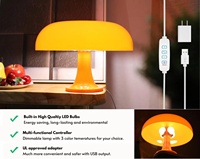 Lampe de table décorative à LED champignon orange avec interrupteur sans fil rechargeable pour chambre de restaurant