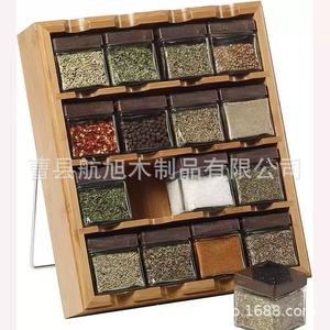 Wooden <b>Spice</b> <b>Jar</b> Rack 4 Layers Hanging Wall Storage For Kitchen Natural Wood Color Plastic Lid L Size - Product Image 4