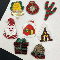 Nouvel Arrivage – Applique de Noël faite main en perles de rocaille, à coudre, broderie perlée pour vêtements, sacs, chapeaux, décoration DIY