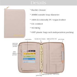 Hongbo Meilleur vendeur personnalisé <span class=keywords><strong>litchi</strong></span> cuir A6 6 or anneau fermeture éclair classeur portefeuille enveloppe PVC mouche feuille produit de dépôt disponible - Product Image 5