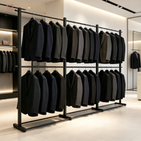Porte-vêtements métallique à double niveau, robuste, à deux étages, pour costumes, vêtements pour hommes, boutique de vêtements