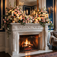 Encadrement de Cheminée en Pierre Sculptée Style Antique Colonne Spirale Sculpture Florale pour Décoration Intérieure de Villa