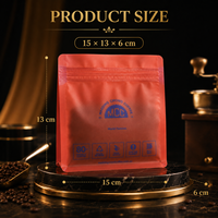Sacs à café semi-transparents de 250 g, fond plat, avec valve unidirectionnelle, fermeture éclair refermable, emballage pour grains de café