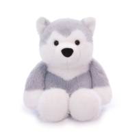 OEM kustom boneka Husky mainan hewan peliharaan mewah dengan teknik bordir grosir mainan anjing untuk hadiah ulang tahun