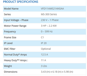 มอเตอร์ไดรฟ์ AC ซีรีส์ MS300 รุ่น VFD11AMS21ANSAA 2.2KW เฟสเดียว 220V ตัวแปลงความถี่พร้อม STO ในตัว - Product Image 2