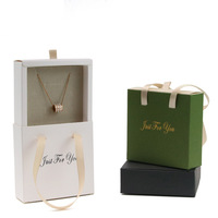 Boîte à bijoux de luxe avec poignée en ruban, étui coulissant en papier personnalisé avec logo pour collier, bague, boucles d'oreilles, emballage cadeau raffiné