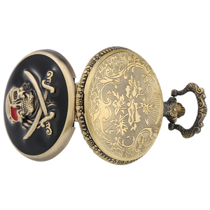 Pirate Skull Skeleton &amp; Double Knife Retro Pocket <strong>Watch</strong> with Chain, Vintage Bronze Locket <strong>Watch</strong> Pendant Necklace for <strong>Gothic</strong> Gift - Product Image 4