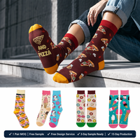 Chaussettes en coton jacquard tricotées personnalisées OEM unisexe pour jeunes, motif alimentaire fantaisie, respirantes, cadeau tendance, vente en gros