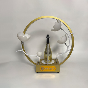 Porte-bouteilles à vin LED rond, lumière verte, style moderne, avec motif floral - Product Image 4