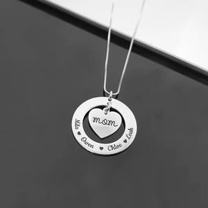 Collier personnalisable en acier inoxydable, étanche, élégant, plaqué or 18 carats, tendance, avec maillons délicats en forme de cœur et cercle, pour grand-mère/mère - Product Image 2