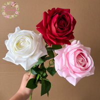 Meistverkaufte Große Realistische Rosen in Weiß und Rot mit Langem Stiel, Künstliche Blumen für Heim- und Hochzeitsdekoration