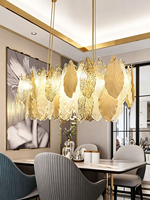 Lustre LED linéaire en fer et verre, à intensité variable, avec pales creuses, pour salle à manger domestique, directement de l'usine
