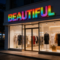 Letras LED RGB Animadas que Cambian de Color, Sin Pedido Mínimo, Letras RGB Programables Personalizadas, Control Remoto, IP65 Impermeable, para Logotipo de Tienda