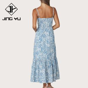 New Botanical Print Pleated Design with Ruffled Hem, Casual <b>Dress</b>, Custom Organic Cotton <b>Maxi</b> <b>Dress</b> - Product Image 3