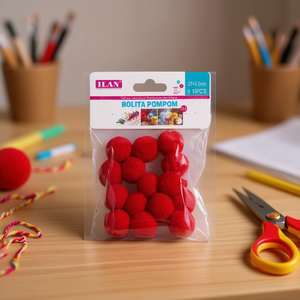 Palline Pompom Ilan 2,5 cm Rosse 15 Pezzi Decorazioni Artigianali - Product Image 2
