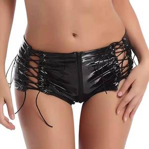 Shorts Erotici in Pelle PVC Lucida Stile Europeo-Americano con Cerniera sulle Natiche, Vestibilità Regolare - Product Image 3