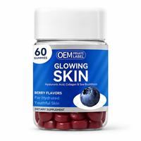 OEM Marque Privée Gummies Collagène Acide Hyaluronique Argousier Biotine Saveur Fruits Rouges Peau Éclatante 60