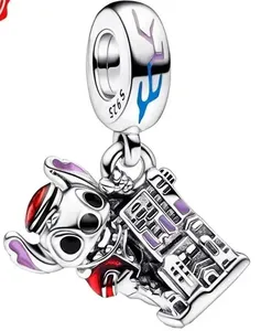 Sóc bạc phù thủy nhân vật phản diện công chúa quyến rũ sọ đính cườm trẻ em zircon bạc mạ cổ điển Vòng đeo tay tự làm đồ trang sức mặt dây chuyền - Product Image 4