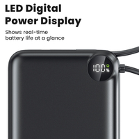Toocki Mini chargeur portable haute capacité 20000mAh câble de USB-C intégré 3 appareils charge LED indicateur d'alimentation Protection de sécurité