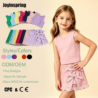 Ensemble 2 pièces pour filles : débardeur sans manches + jupe plissée avec nœud décoratif et short intégré – Tenue décontractée, sportive, yoga et jeux