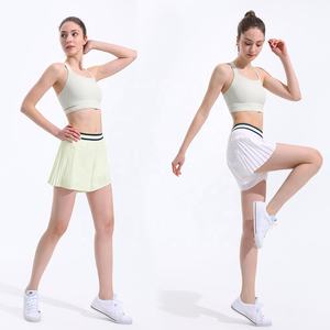 กระโปรงเทนนิสกีฬาโยคะระบายอากาศสำหรับผู้หญิงกระโปรงสั้นมีจีบสำหรับออกกำลังกายกลางแจ้งกางเกงขาสั้นสองชิ้นแห้งเร็ว - Product Image 1