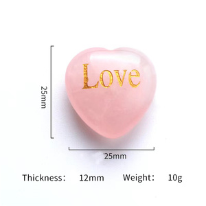 25mm/1in <span class=keywords><strong>Quartz</strong></span> <span class=keywords><strong>Rose</strong></span> Naturel Pierre Précieuse Doré 'LOVE' Motif Cristal Sculpté Artisanat Poli Décoration de La Maison Bijoux Pierre De Puissance - Product Image 2