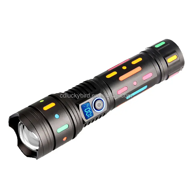 Recargable Zoom Puissant LED Antorcha Luz Impermeable IP44 Zoom portátil 30W Linterna de carga USB Batería recargable