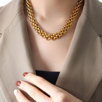 Ensemble de chaîne audacieuse minimaliste accessoires unisexe en acier inoxydable collier à maillons surdimensionnés en acier au titane plaqué or Bracelet épais