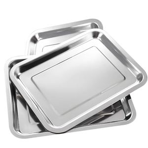 Plateau en acier inoxydable 304 de qualité alimentaire, multi-usages, pour la cuisson, le barbecue, la rôtissure, le service des aliments, le congélation et le stockage - Product Image 1